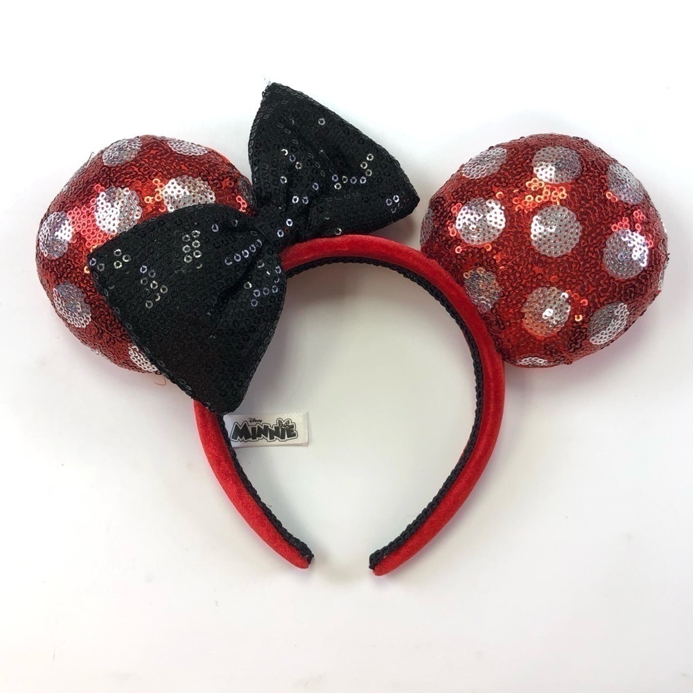Disney Minnie Mouse ears headband black puff sequin satin velvet Disneybound